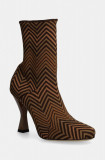 Missoni botine Gea femei, culoarea bej, cu toc drept, MW47_044