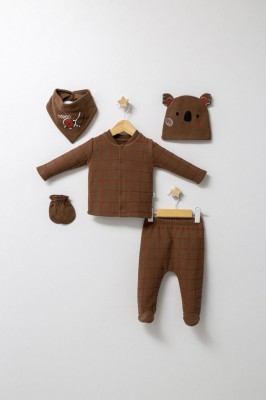 Set de 5 piese pentru nou nascut baietel Forest, Tongs baby, 0-3 luni (Culoare: Bleumarin) foto