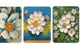 Set 3 Covoraș multifuncțional absorbant model flori&ndash; 60x40 cm