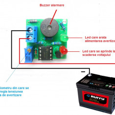 AVERTIZOR de tensiune scazuta ptr. BATERIE sau ACUMULATOR de 12V