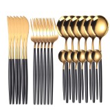 Set tacamuri Portugheze Luxury Black and Gold Edition, 24 piese, 6 persoane