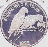 87 Jamaica 25 Dollars 1995 Black-billed parrot km 174 proof argint, America Centrala si de Sud