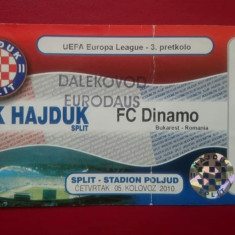 Bilet Fotbal Dinamo Bucuresti Romania HNK Hajduk Split Croatia