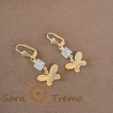 Cercei Model Nou cu Fluturas si Cristal Zirconia Alb - 4 cm