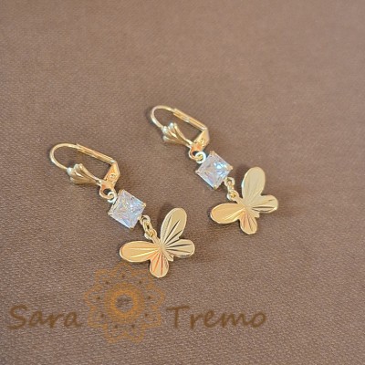 Cercei Model Nou cu Fluturas si Cristal Zirconia Alb - 4 cm foto