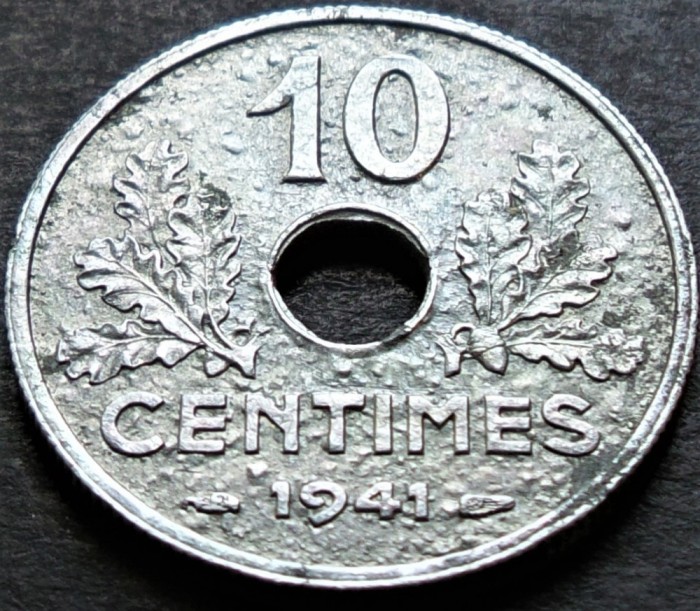 Moneda istorica 10 CENTIMES - FRANTA, anul 1941 *cod 3705 = DEPUNERE BULE ZINC