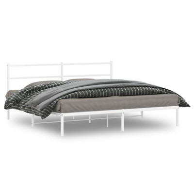 vidaXL Cadru de pat metalic cu tăblie, alb, 193x203 cm foto