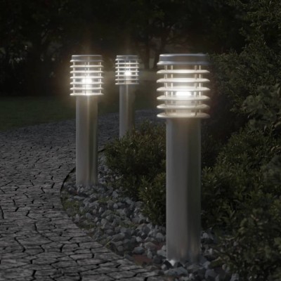 Lampă exterioară de podea, argintiu, 60 cm, oțel inoxidabil foto