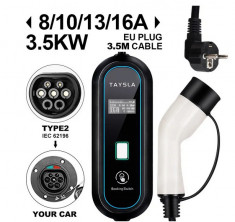 Cablu incarcare NOU auto EV sau PHEV Tip 2 cu stecher 220v , 8A-10A-13A-16A, foto