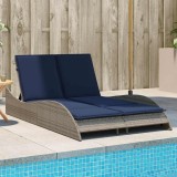 vidaXL Șezlong cu perne gri 114x205x73 cm, poliratan 368293