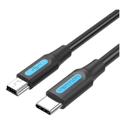 Cablu USB 2.0 USB B mini - USB C 1m 2A negru dublu ecranat VENTION COWBF foto