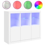 Cumpara ieftin Servanta cu lumini LED, 3 buc., alb, lemn prelucrat