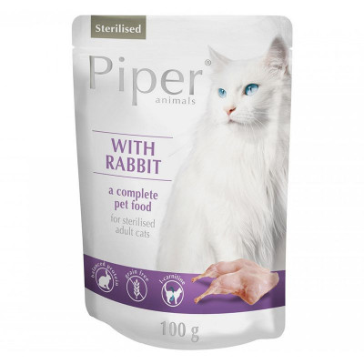 Piper Cat Sterilised hrană la plic cu carne de iepure 100 g foto