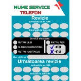 Eticheta Revizie Schimb Ulei si Filtre Personalizata , Service Auto