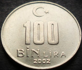 Moneda 100 BIN LIRA (100000 LIRE) - TURCIA, anul 2002 * cod 2542 = A.UNC