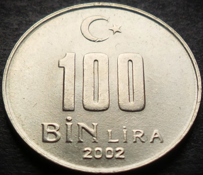Moneda 100 BIN LIRA (100000 LIRE) - TURCIA, anul 2002 * cod 2542 = A.UNC foto