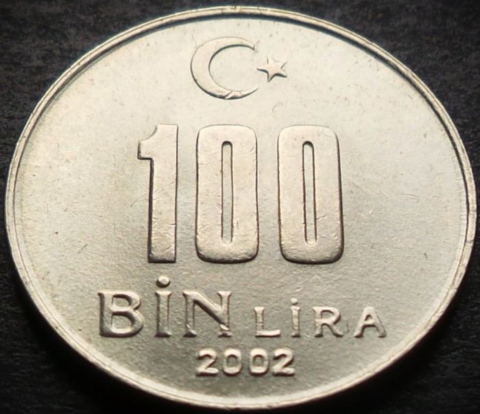 Moneda 100 BIN LIRA (100000 LIRE) - TURCIA, anul 2002 * cod 2542 = A.UNC