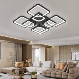 Lustra LED cu telecomanda ZOE, 8 Patrate, 130W, Lumina Rece/Calda/Neutra, Dimabila, Negru