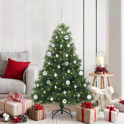 vidaXL Brad de Crăciun artificial cu 150 LED Verde 150 cm PE și PVC 3397775 foto