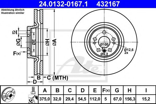 Disc frana MERCEDES GL-CLASS (X164) (2006 - 2012) ATE 24.0132-0167.1