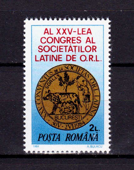 ✅RO 1984 LP 1102 &quot;Al 25-lea Congres al Soc. Latine O.R.L.&quot; , serie ,MNH
