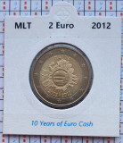 Malta 2 euro 2012 UNC - 10 Years of Euro - km 139 - cartonas personalizat D36101, Europa