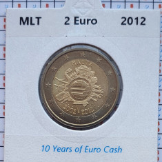 Malta 2 euro 2012 UNC - 10 Years of Euro - km 139 - cartonas personalizat D36101