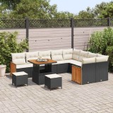 Cumpara ieftin Set de canapele pentru grădină cu pernă 12 pcs negru și crem