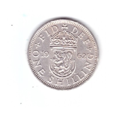 Moneda Marea Britanie 1 shilling 1962, scutul scotian, stare foarte buna foto