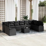vidaXL Set de canapele pentru grădină cu pernă 11 pcs Negru 3354902