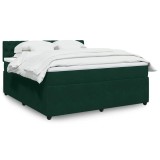 vidaXL Pat box spring cu saltea, verde &icirc;nchis, 180x200 cm, catifea 3287815