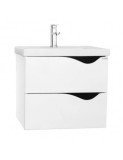 Baza cu lavoar ceramic GN0971, mobilier baie suspendat 70 cm, front MDF, 2 sertare, glisiere soft close, alb