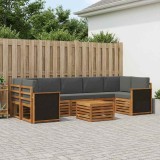 vidaXL Set de canapele de exterior cu pernă 8 pcs Natural și Antracit 3384133