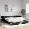 Pat de zi cu extensie și sertare, negru, 90x190cm, textil