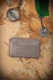 Portcard din piele naturala, lucrat si cusut manual, Remus, Handmade, Gri, Produs in Romania