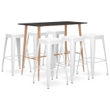 Cumpara ieftin Set mobilier de bar, 7 piese, negru si alb
