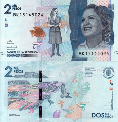 COLUMBIA 2.000 pesos 2021 UNC!!! foto