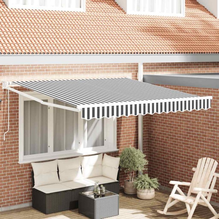 Copertină retractabilă antracit/alb, 3x2,5 m, textil/aluminiu