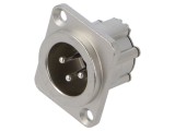 Conector XLR 3 pini AMPHENOL soclu tată 15A 133V IP40 pentru lipire 14AWG