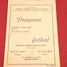 Program (rar-vechi) meci fotbal OTELUL GALATI - DINAMO BACAU (03.04.1966)