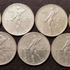 Lot monede 50 lire Italia (65,73,74,76,77,78,81)