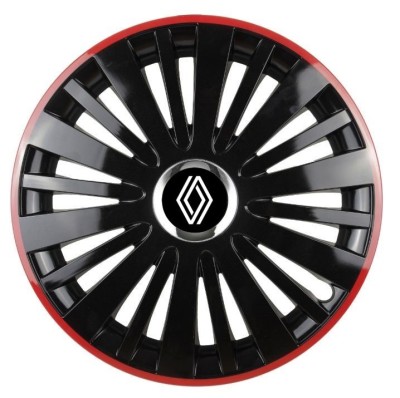 Set 4 Capace Roti pentru Renault Nou, model Falcon Black Cu Rama Rosie, R16, RENAULT foto