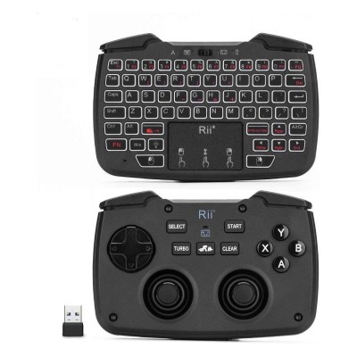 Mini tastatura wireless 3 in 1, touchpad, gamepad cu vibratii, turbo pentru PC, PS3, Android, TV Box, Smart TV foto