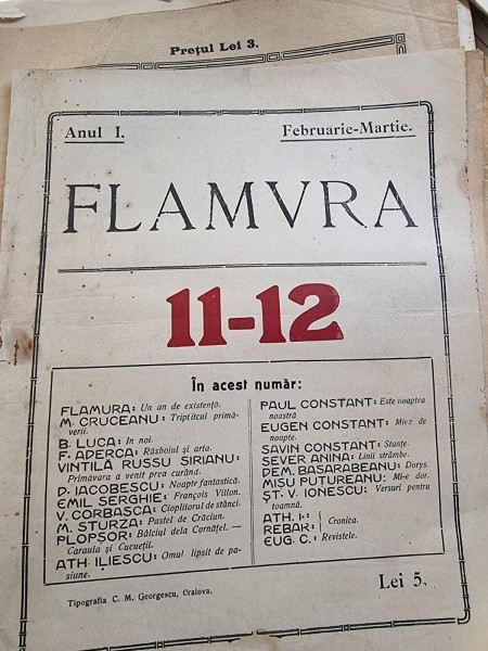 Flamura - Literara Sociala Artistica - Anul I Nr. 11-12 - Februarie-Martie