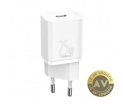 Incarcator Retea Cu Cablu USB-C Baseus Super Si 25W 3A 1 x USB-C Alb TZCCSUP-L02