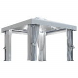 Pavilion cu perdele si siruri lumini LED, alb crem, 3x3 m GartenMobel Dekor, vidaXL