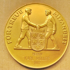 B273-I-Medalia Karl Muller 1987 Premiu Nobel Fizica bronz aurit.