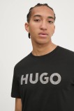 HUGO tricou din bumbac bărbați, culoarea negru, cu imprimeu, 50534622