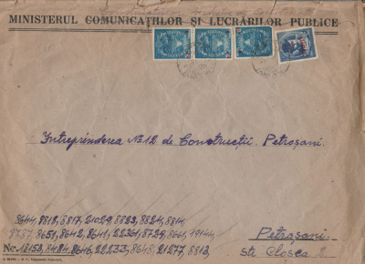 1952 Romania Plic ministerial cu antet corespondenta multipla, timbre supratipar foto