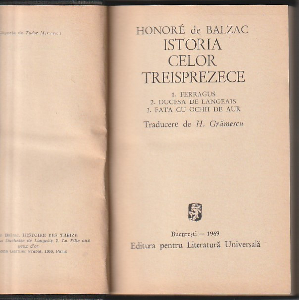 HONORE DE BALZAC - ISTORIA CELOR TREISPREZECE